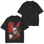 T-shirt unisexe à double impression effet délavé Asta et Liebe Design Black Clover Anime