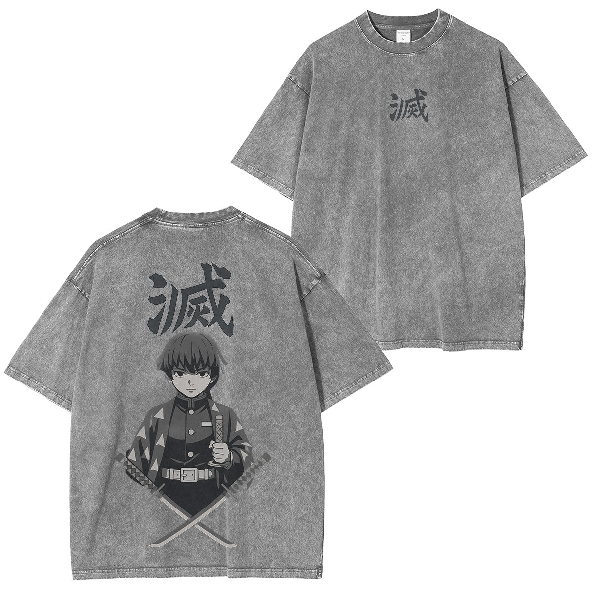 Camiseta Zenitsu Demon Slayer de ajuste unisex con efecto desgastado