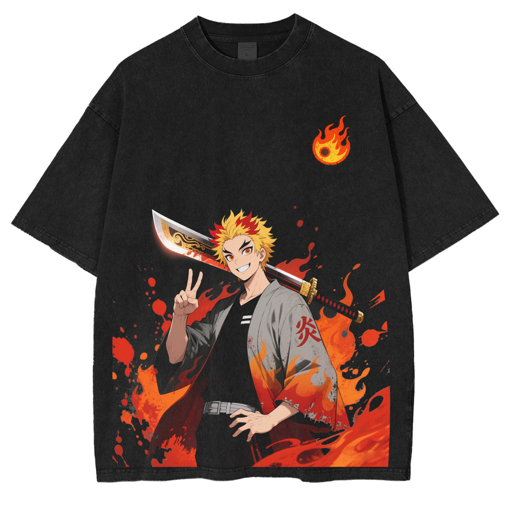 Camiseta Anime de Rengoku Kyojuro de Demon Slayer