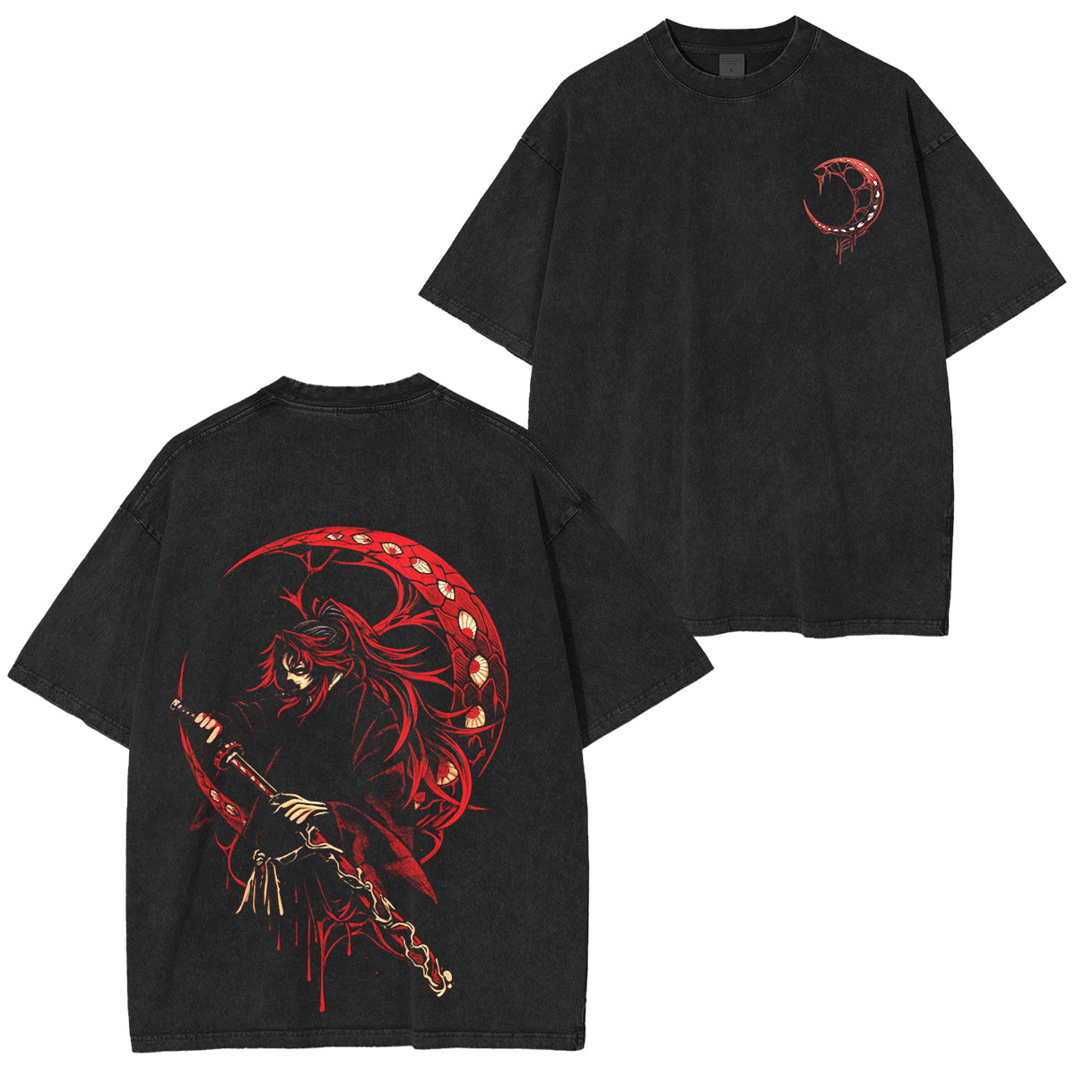 Camiseta Lavada Unisex Vintage de Demon Slayer