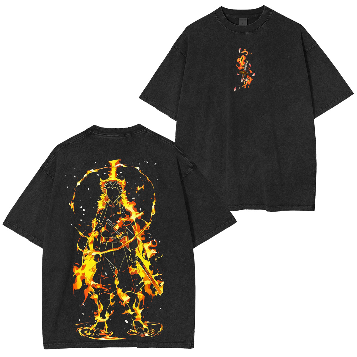 T-shirt unisexe délavé Rengoku Kyojuro Demon Slayer
