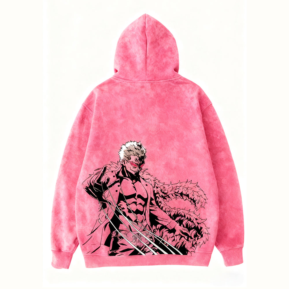 One Piece Doflamingo Vintage Washed Hooded Sweatshirt