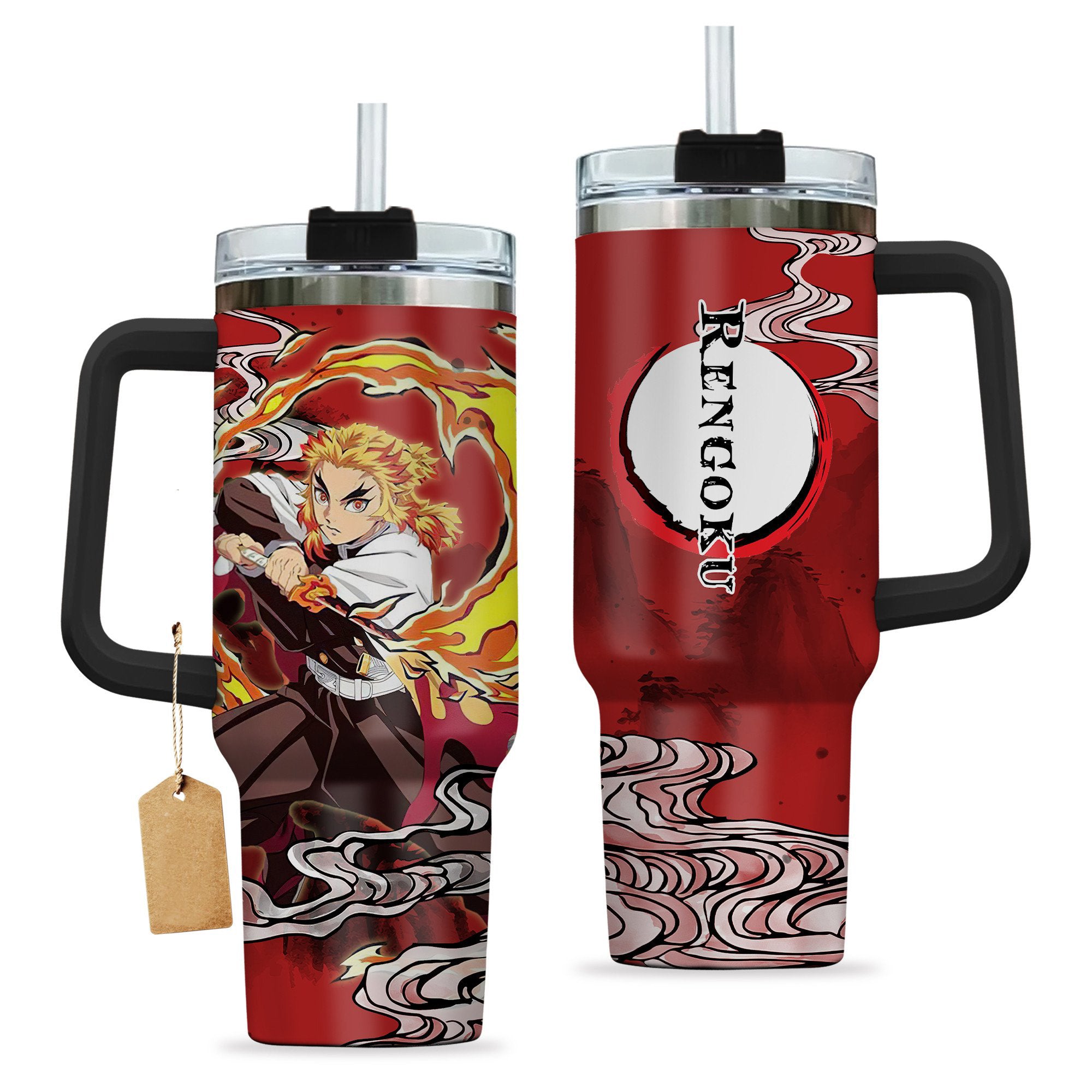 Demon Slayer Kyojuro Rengoku 30oz or 40oz Stainless Steel Tumbler With Handle HG