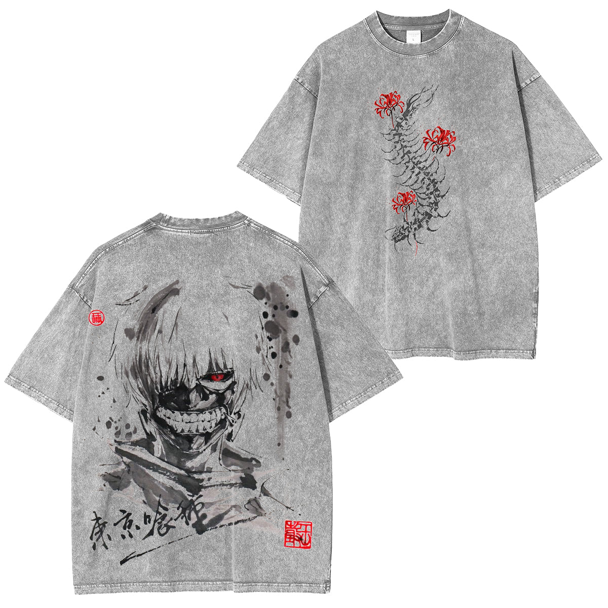 Camiseta unisex lavada de anime de Tokyo Ghoul