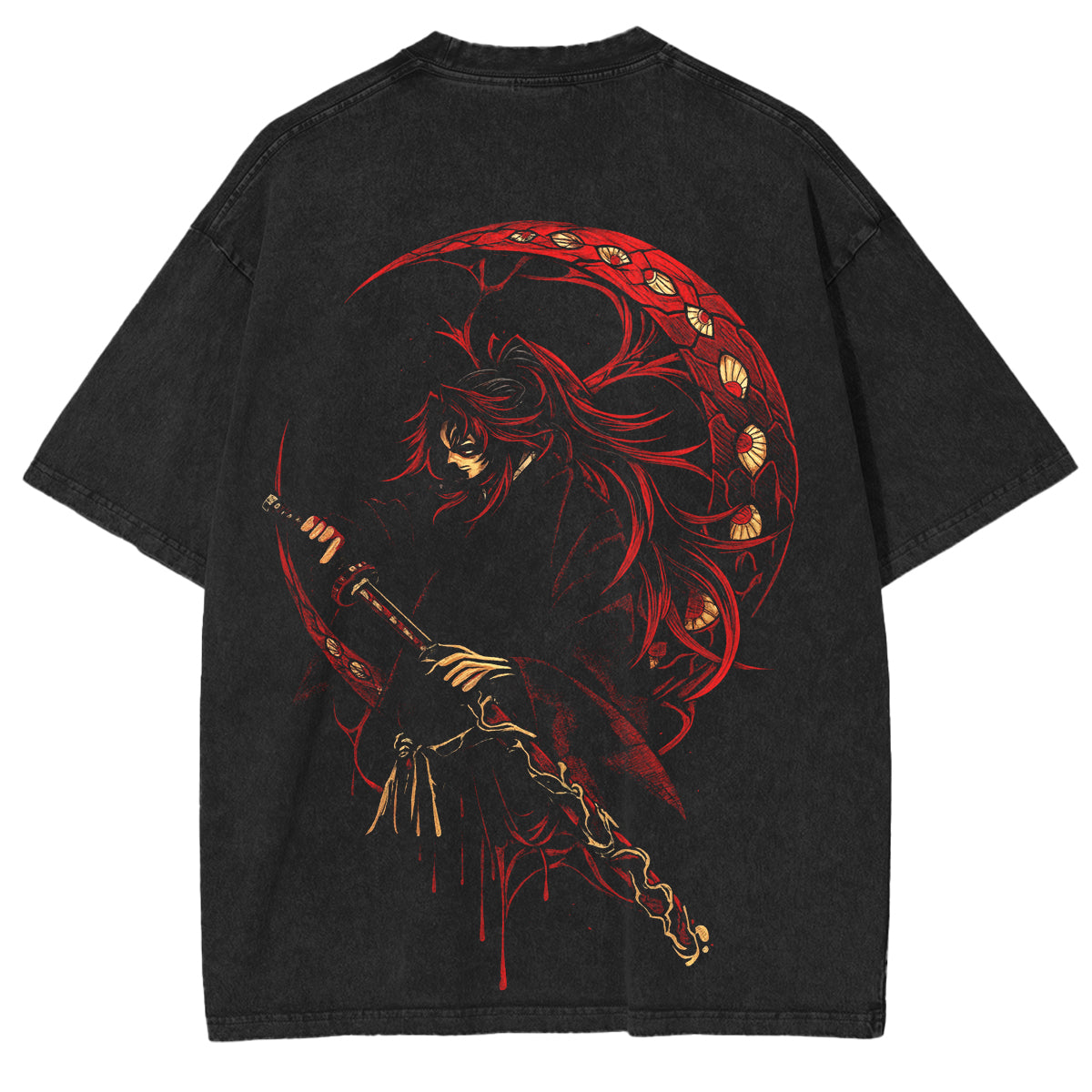 Camiseta Lavada Unisex Vintage de Demon Slayer
