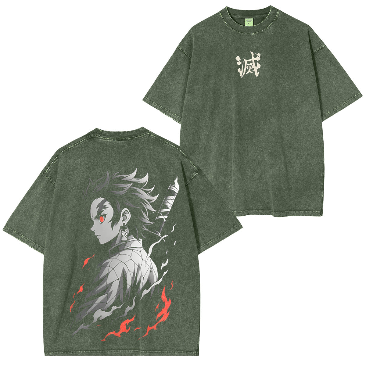 Oversized Tanjiro Demon Slayer Unisex Anime-Inspired Retro T-Shirt