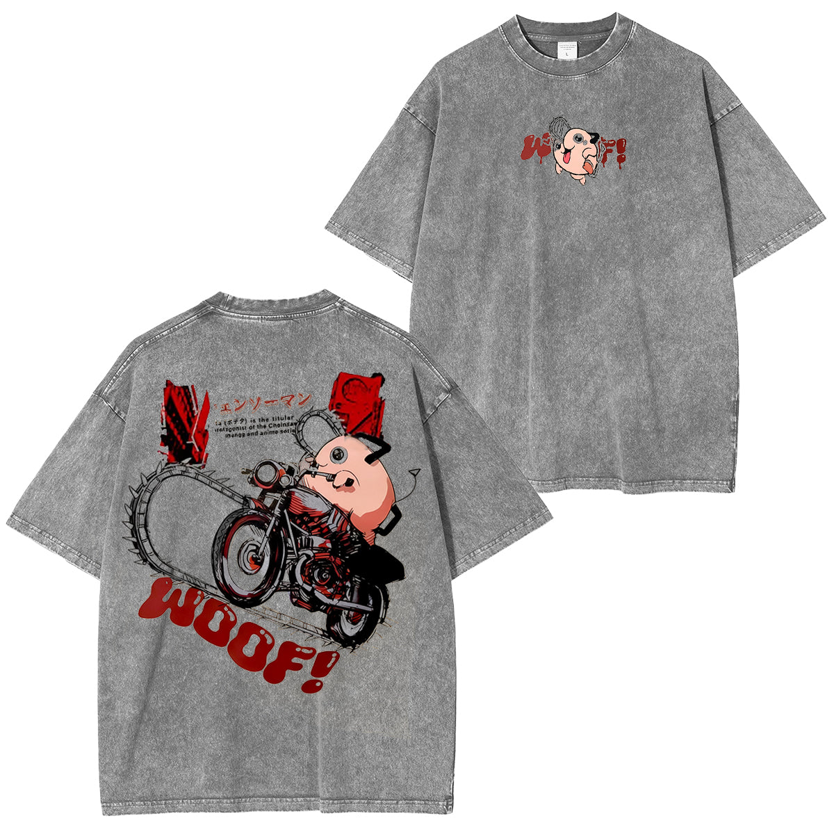 Camiseta unisex vintage lavada Pochita Chainsaw Man