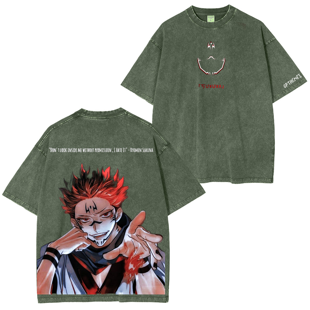 Jujutsu Kaisen : T-shirt/Sweat ras du cou/Sweat à capuche délavé vintage Ryomen Sukuna