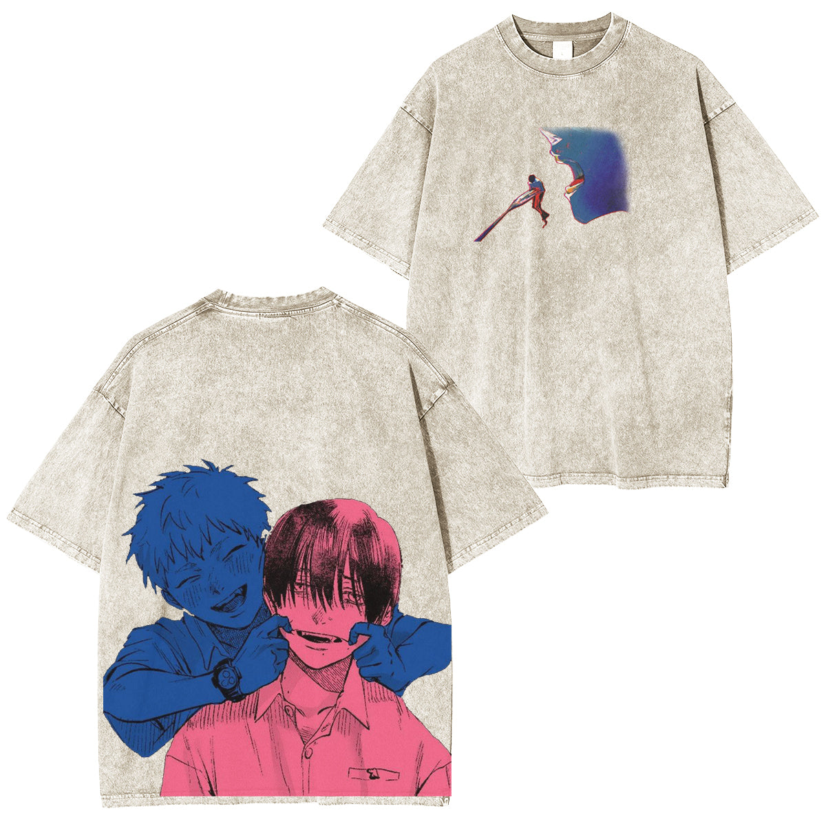 thesummerhikarudied:Camiseta con lavado retro doble de arte oficial de Hikaru y Yoshiki