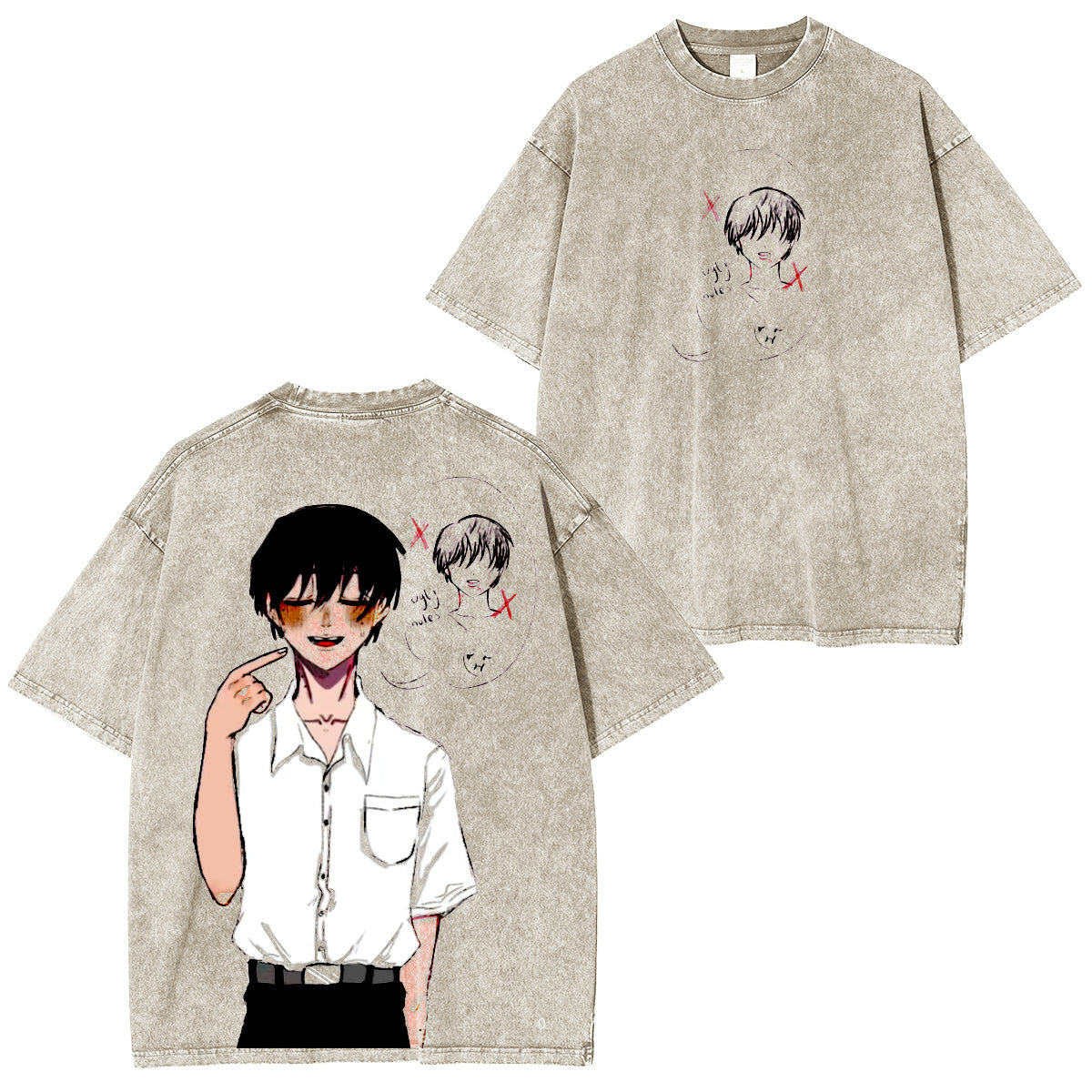 thesummerhikarudied:Camiseta con lavado retro doble de arte oficial de Hikaru y Yoshiki