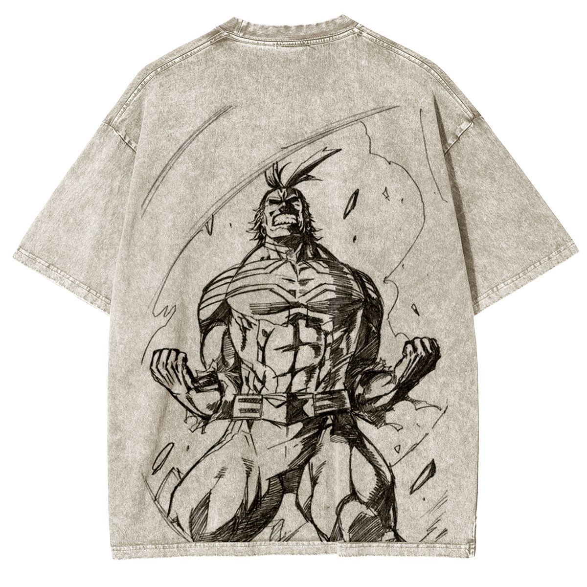 T-shirt en coton délavé My Hero Academia double imprimé oversize anime mangaT-shirt en coton délavé double imprimé oversize anime manga