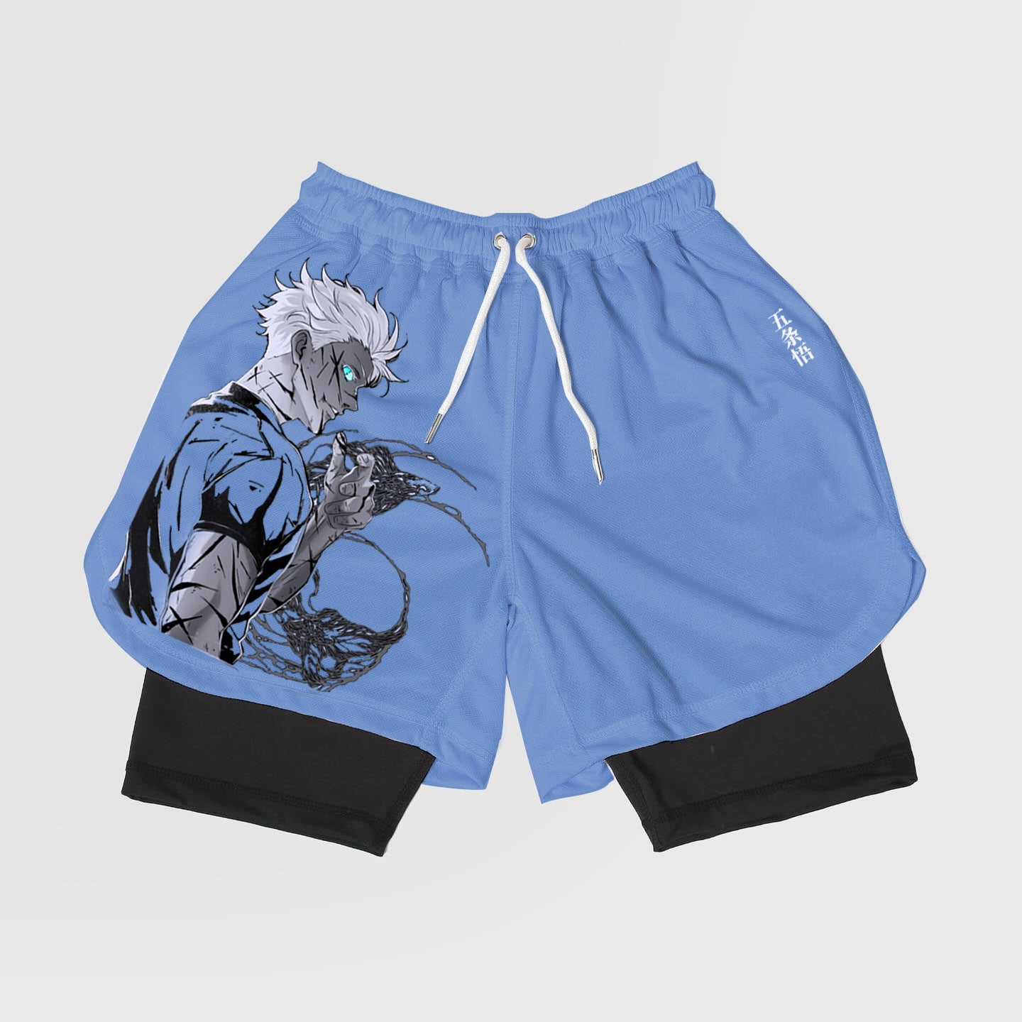 Anime Gojo-Breathable Mesh Fabric Inspired Gym Shorts with Liner