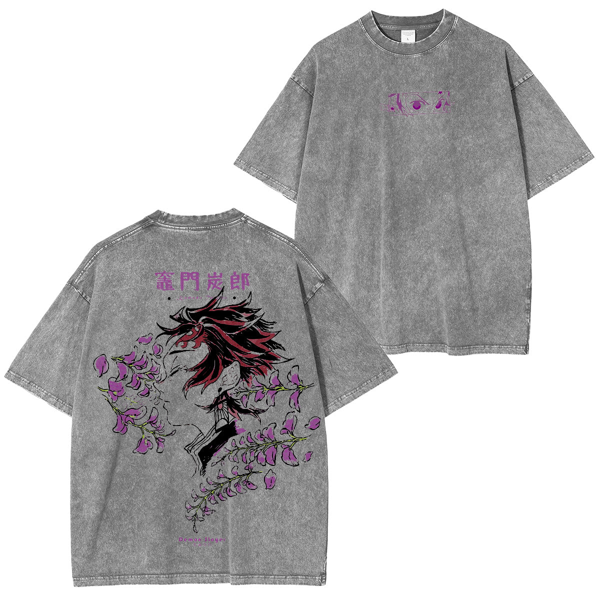 Demon Slayer:Camiseta/Sudadera de cuello redondo/Sudadera con capucha vintage lavada de Kamado Tanjiro