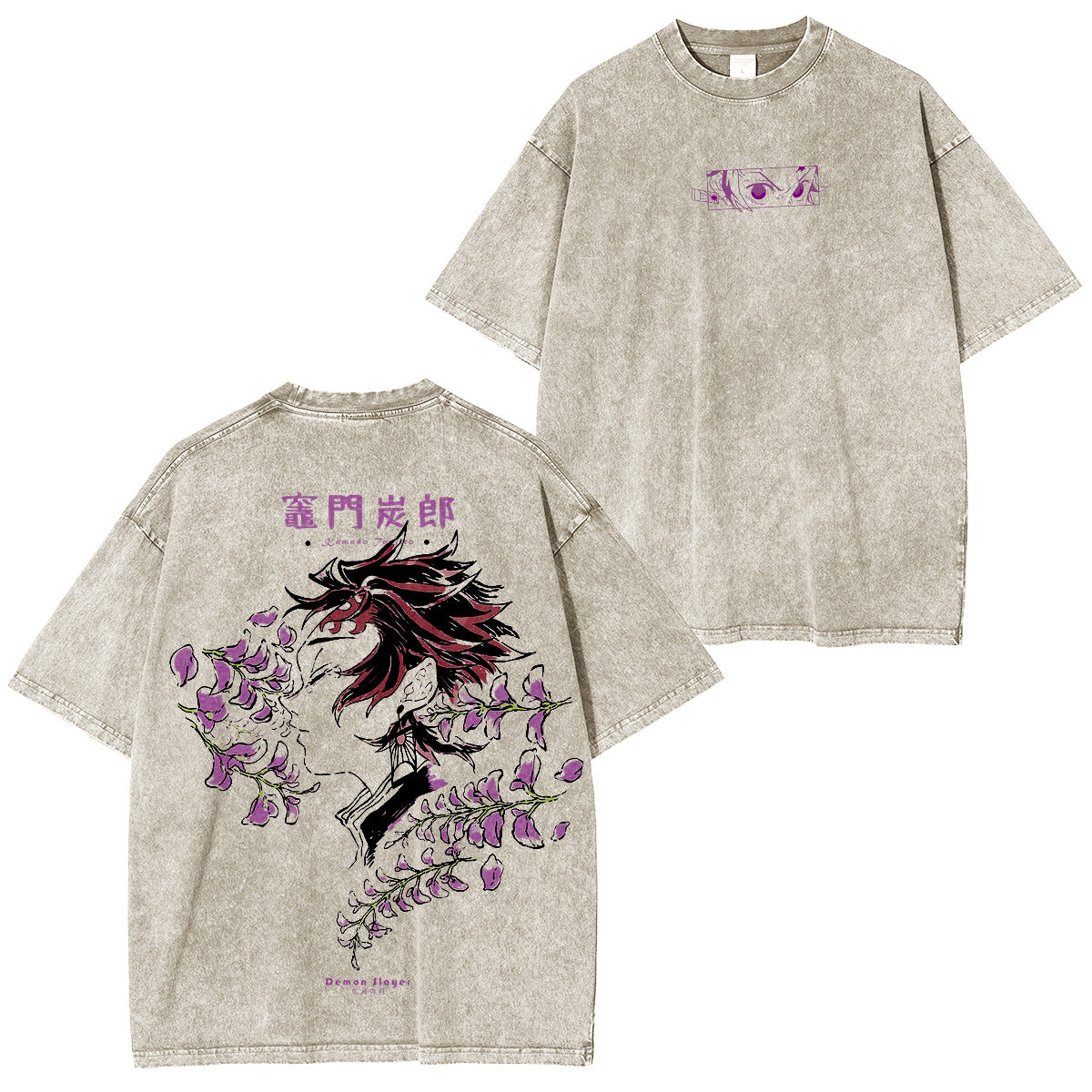 Demon Slayer:Camiseta/Sudadera de cuello redondo/Sudadera con capucha vintage lavada de Kamado Tanjiro