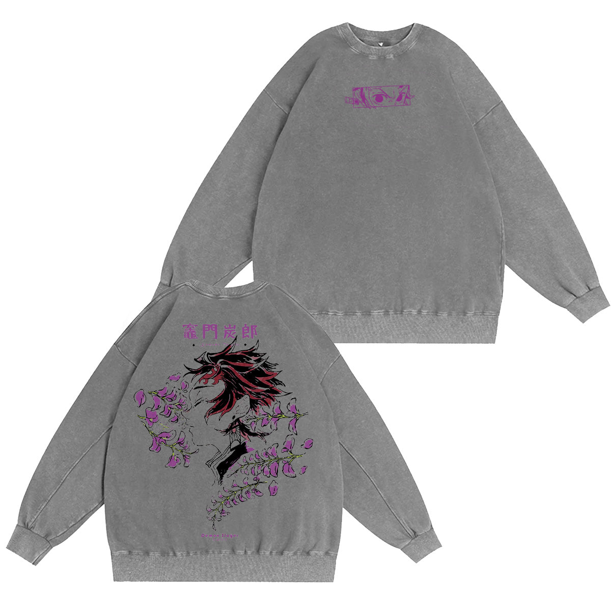 Demon Slayer:Camiseta/Sudadera de cuello redondo/Sudadera con capucha vintage lavada de Kamado Tanjiro