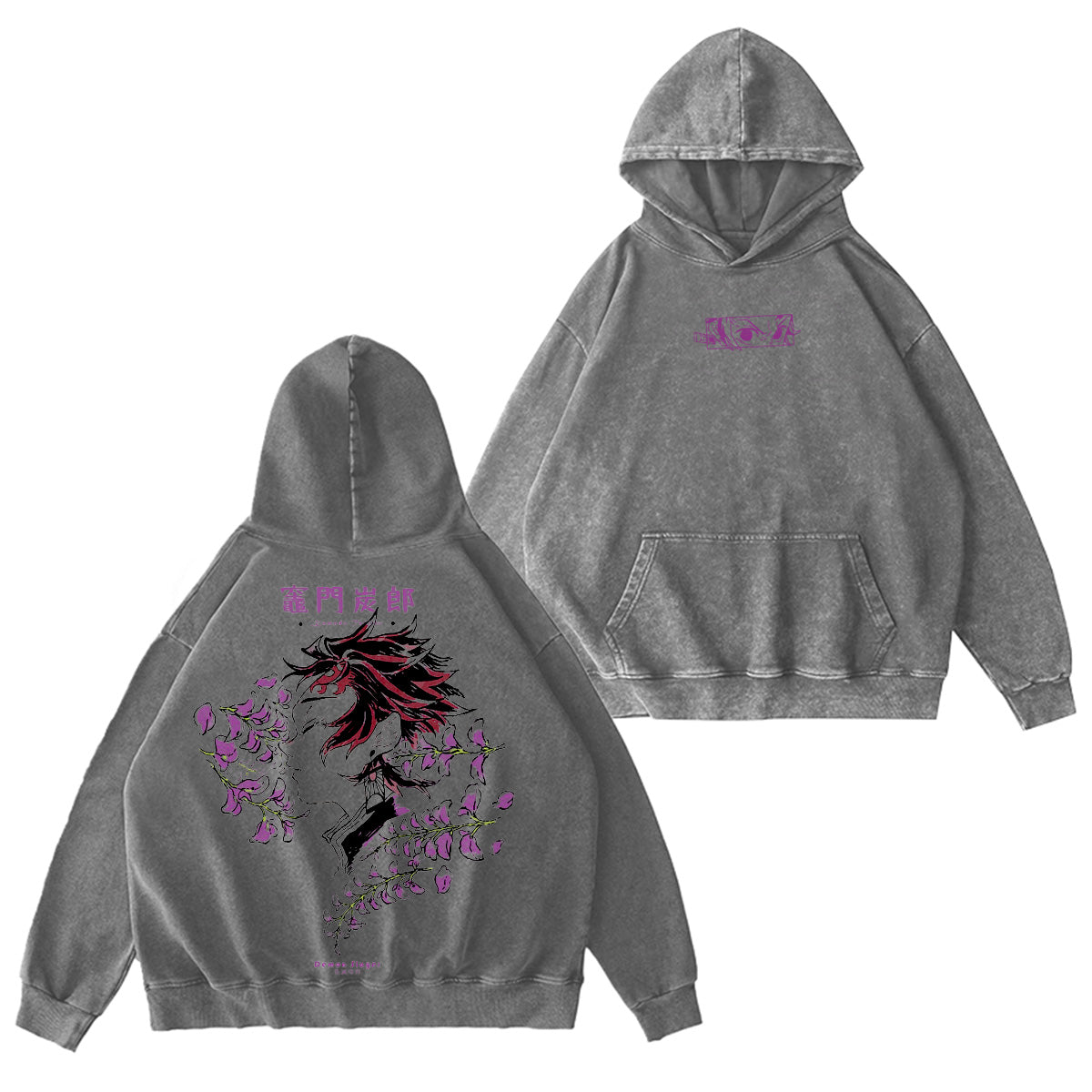 Demon Slayer:Camiseta/Sudadera de cuello redondo/Sudadera con capucha vintage lavada de Kamado Tanjiro