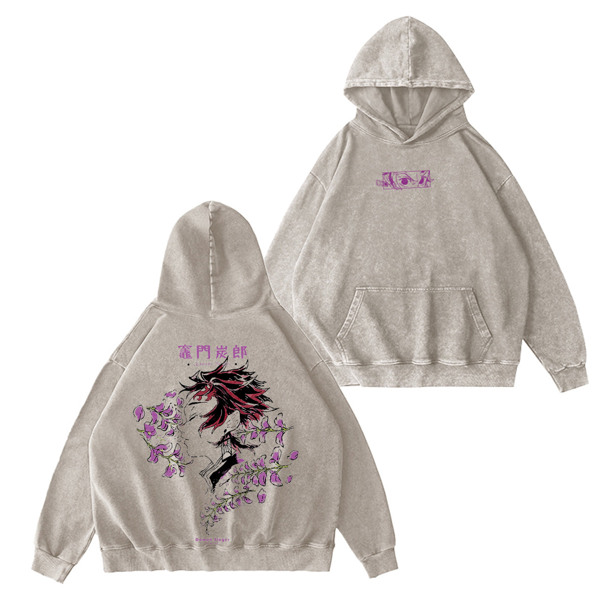 Demon Slayer:Camiseta/Sudadera de cuello redondo/Sudadera con capucha vintage lavada de Kamado Tanjiro