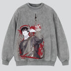 Sudadera Jujutsu Kaisen con cuello redondo, diseño vintage desgastado, unisex