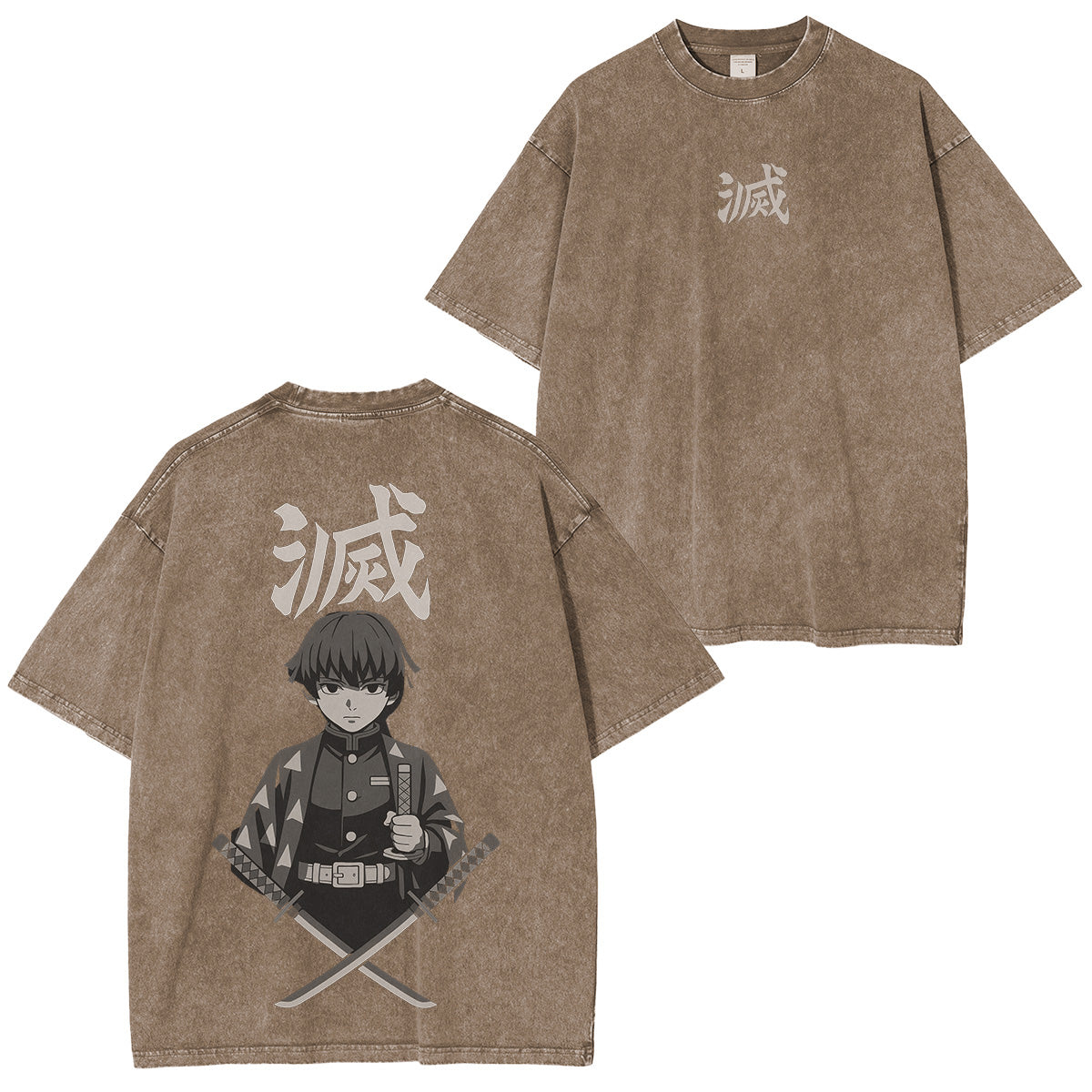 Camiseta Zenitsu Demon Slayer de ajuste unisex con efecto desgastado