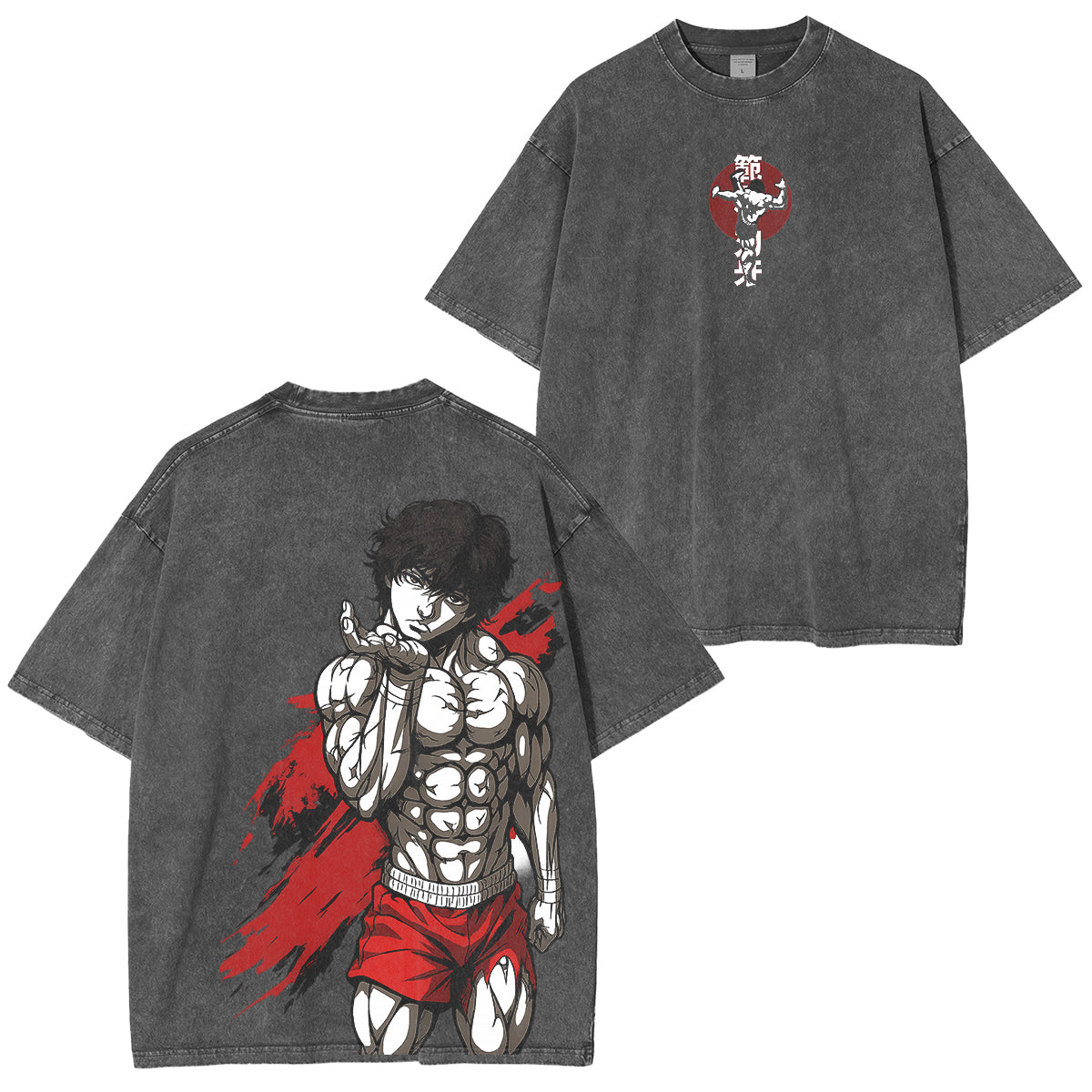 T-shirt unisexe vintage lavé Baki Hanma Anime Manga