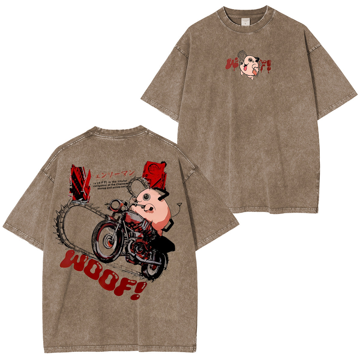 Camiseta unisex vintage lavada Pochita Chainsaw Man