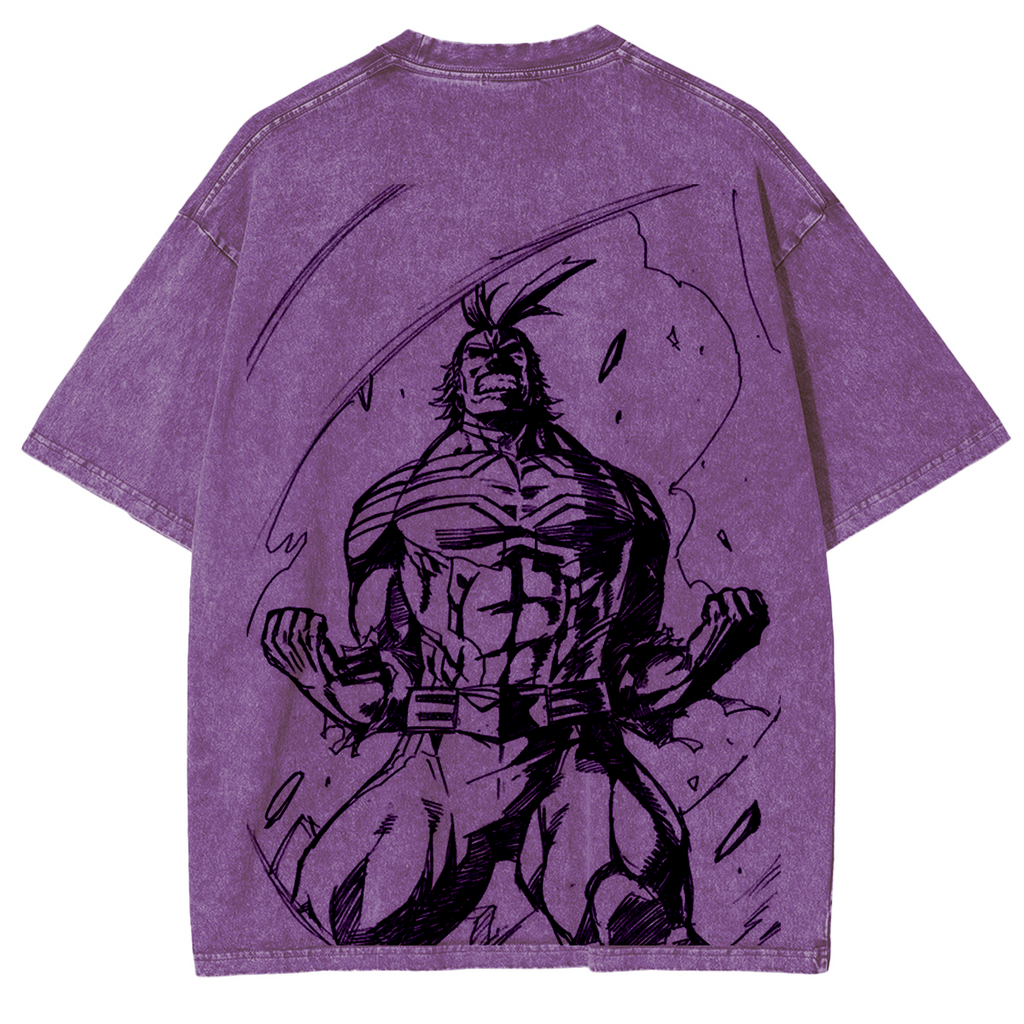 T-shirt en coton délavé My Hero Academia double imprimé oversize anime mangaT-shirt en coton délavé double imprimé oversize anime manga