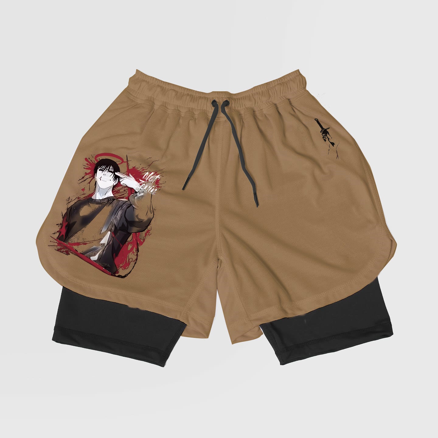 Jujutsu Kaisen-Pantalones cortos deportivos con forro inspirados en tejido de malla transpirable
