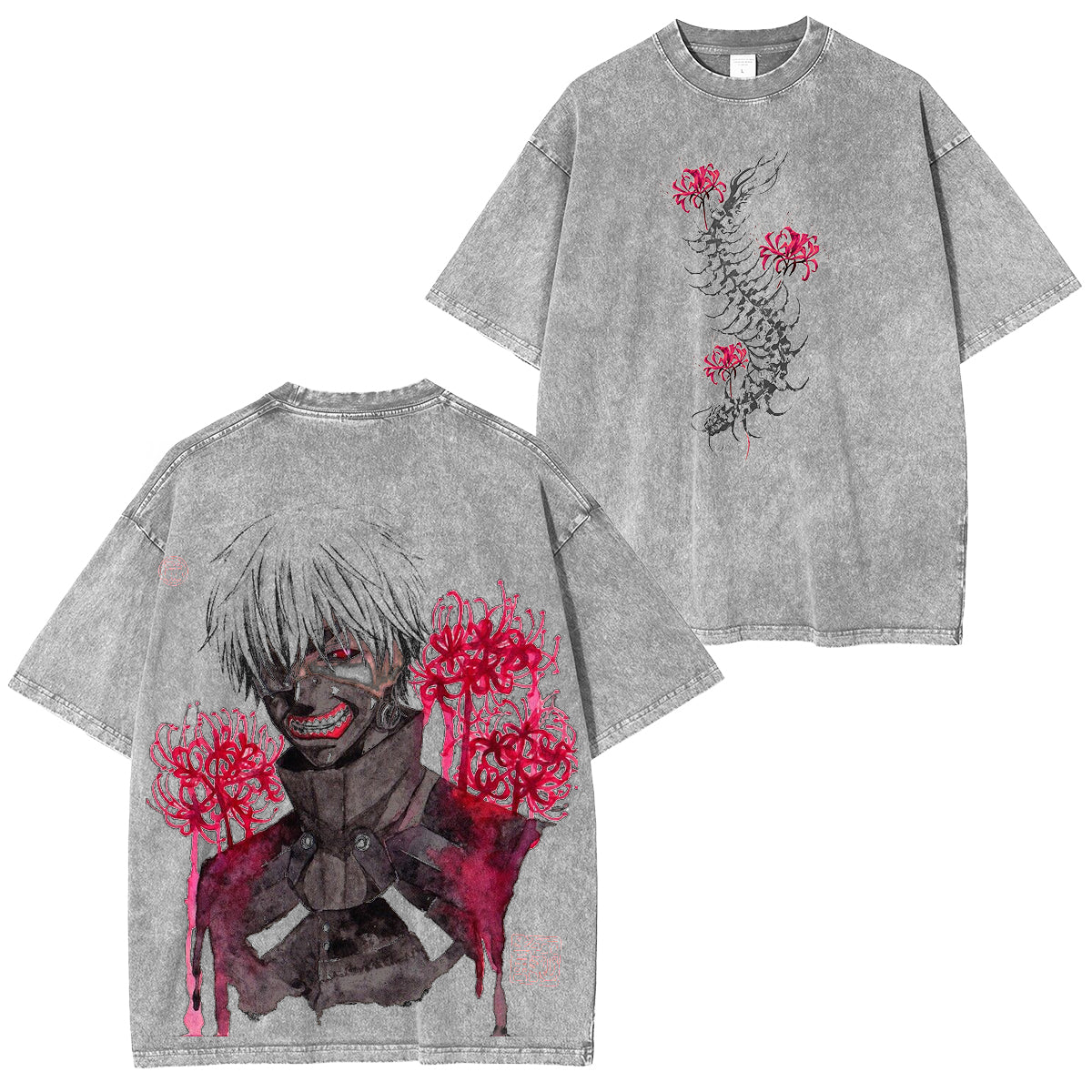 Camiseta Lavada Unisex con Diseño de Anime Tokyo Ghoul