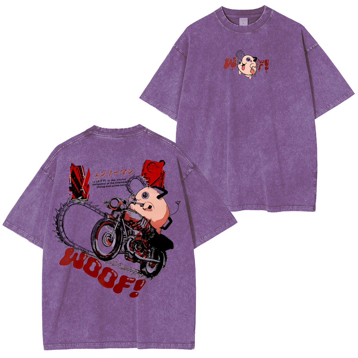 Camiseta unisex vintage lavada Pochita Chainsaw Man