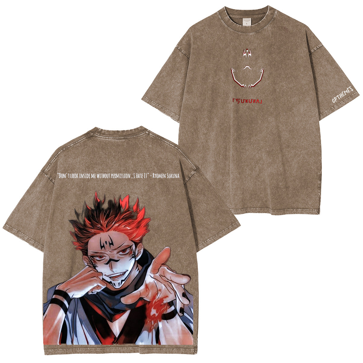 Jujutsu Kaisen : T-shirt/Sweat ras du cou/Sweat à capuche délavé vintage Ryomen Sukuna