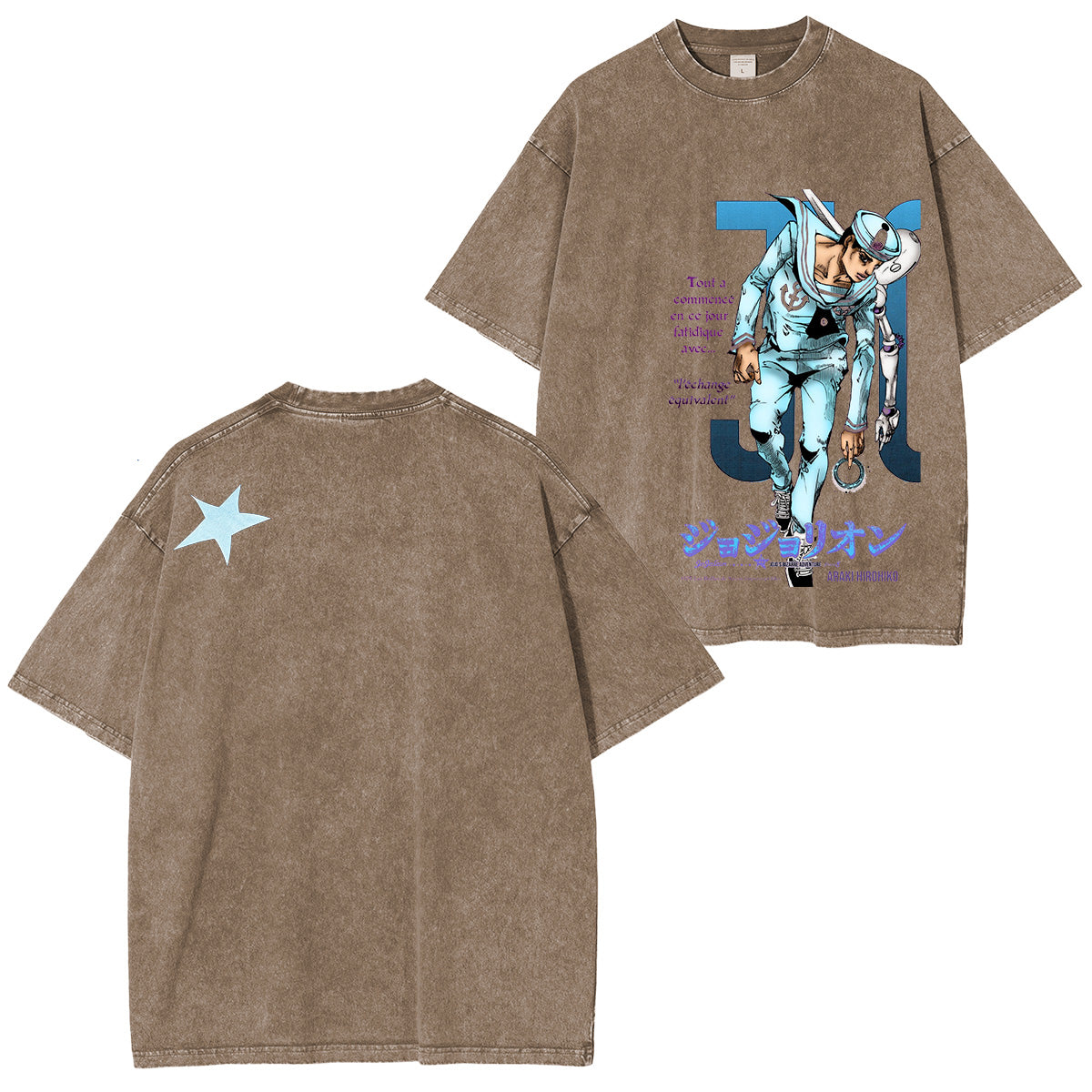 T-shirt délavé unisexe JoJo's Bizarre Adventure