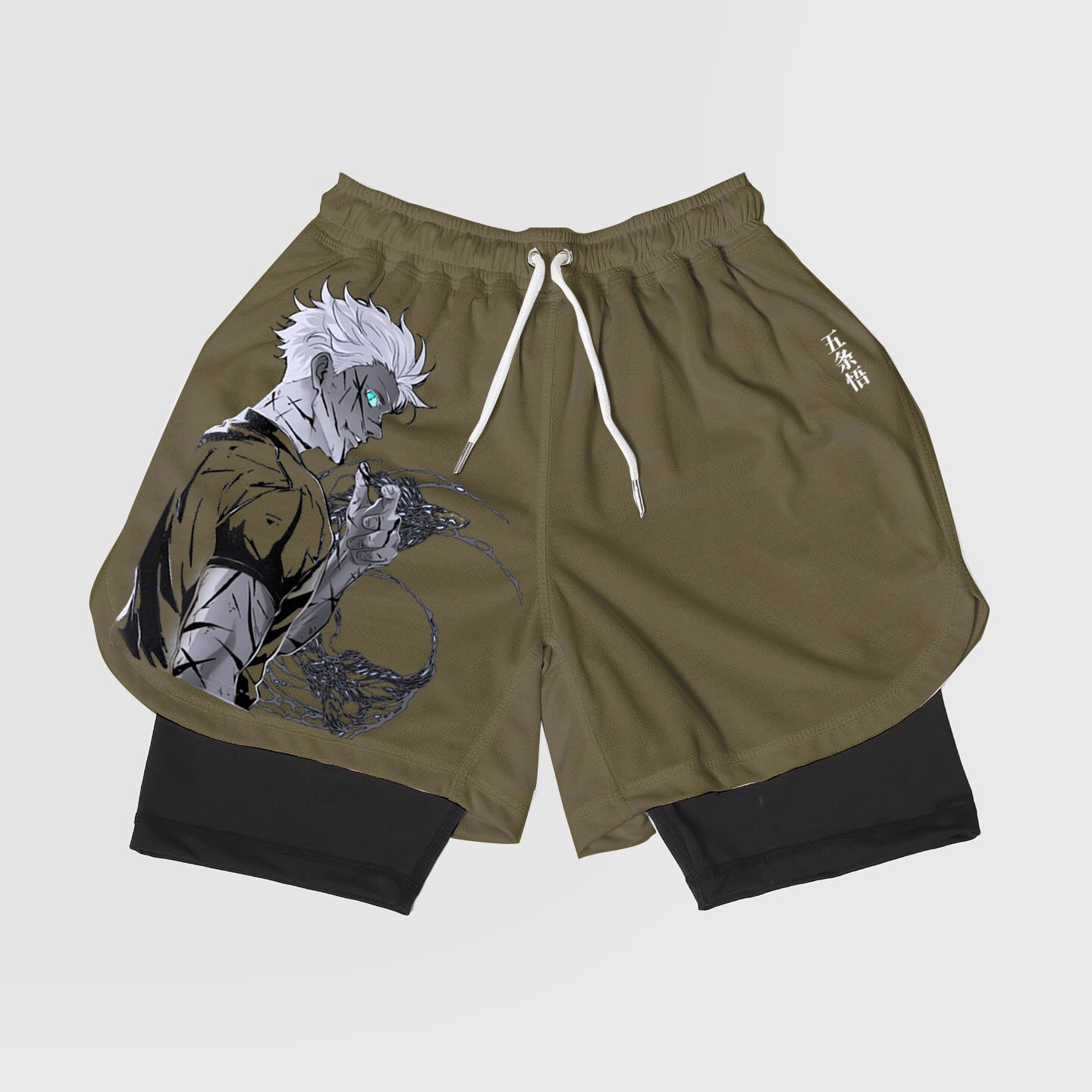 Anime Gojo-Breathable Mesh Fabric Inspired Gym Shorts with Liner