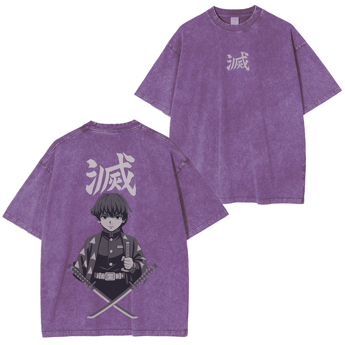 Camiseta Zenitsu Demon Slayer de ajuste unisex con efecto desgastado
