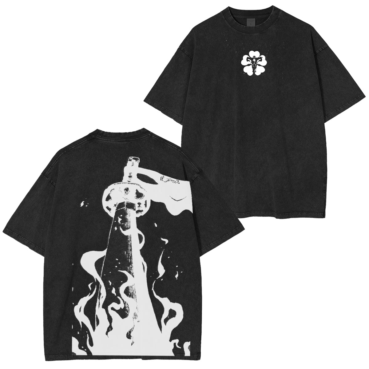 Camiseta Oversize Vintage Lavada "Wolves Berserker"