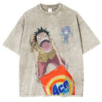 Camiseta/Sudadera de One Piece ACE Detergente para Ropa Creación de Fans Divertida Lavado Vintage