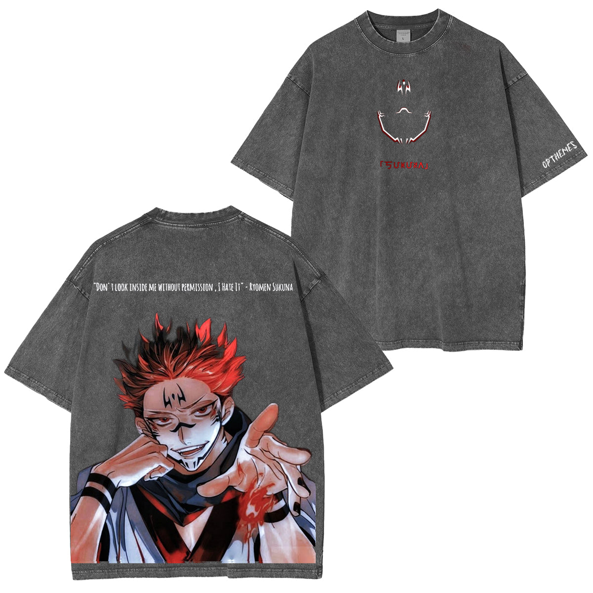 Jujutsu Kaisen : T-shirt/Sweat ras du cou/Sweat à capuche délavé vintage Ryomen Sukuna