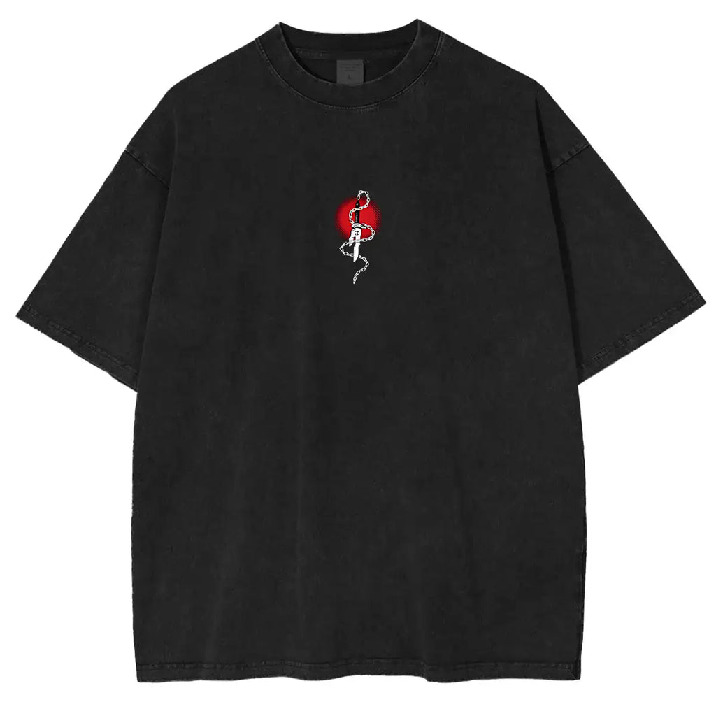 Camisetas de algodón pesadas, ligeras, de gran tamaño y lavado ácido de manga del anime Jujutsu Kaisen "Toji Fushiguro" El Asesino de Hechiceros