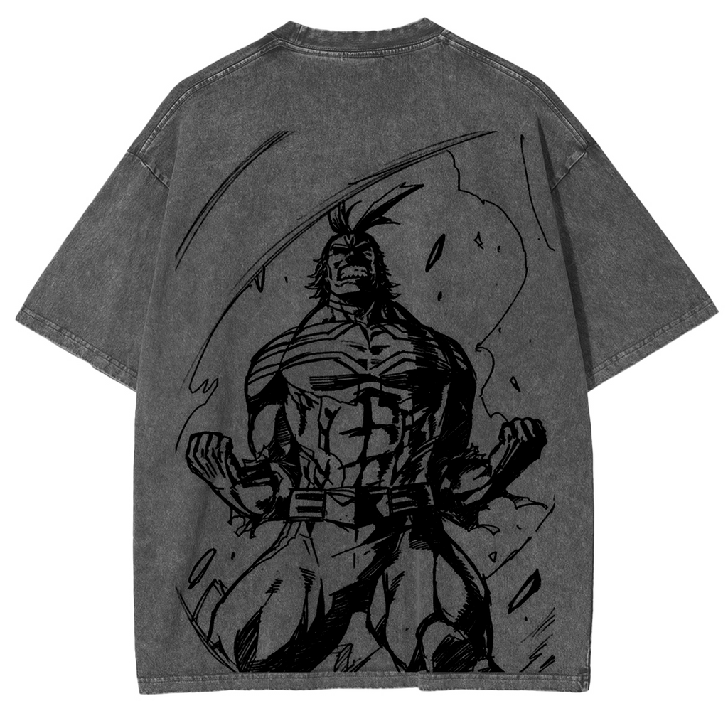 T-shirt en coton délavé My Hero Academia double imprimé oversize anime mangaT-shirt en coton délavé double imprimé oversize anime manga