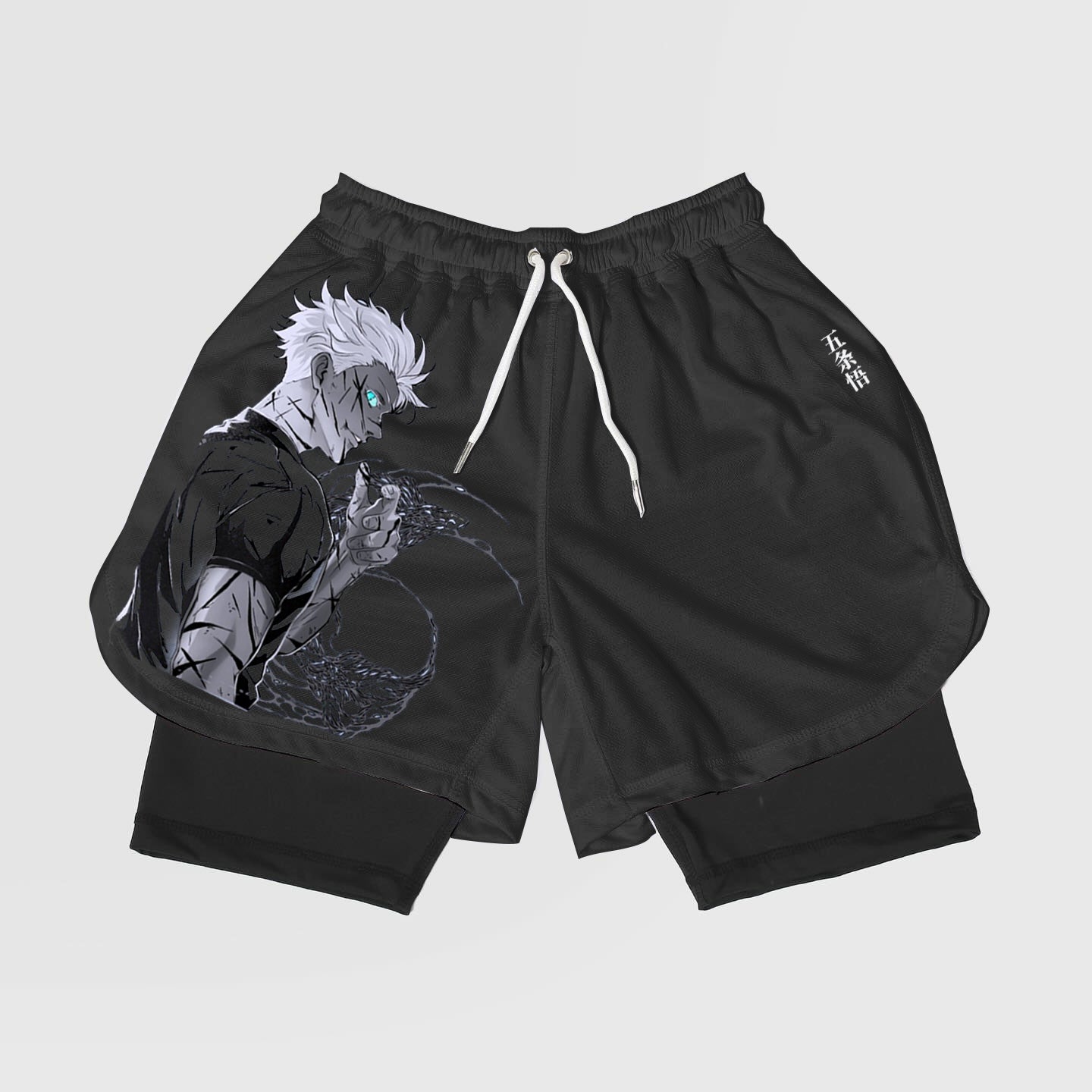 Anime Gojo-Breathable Mesh Fabric Inspired Gym Shorts with Liner