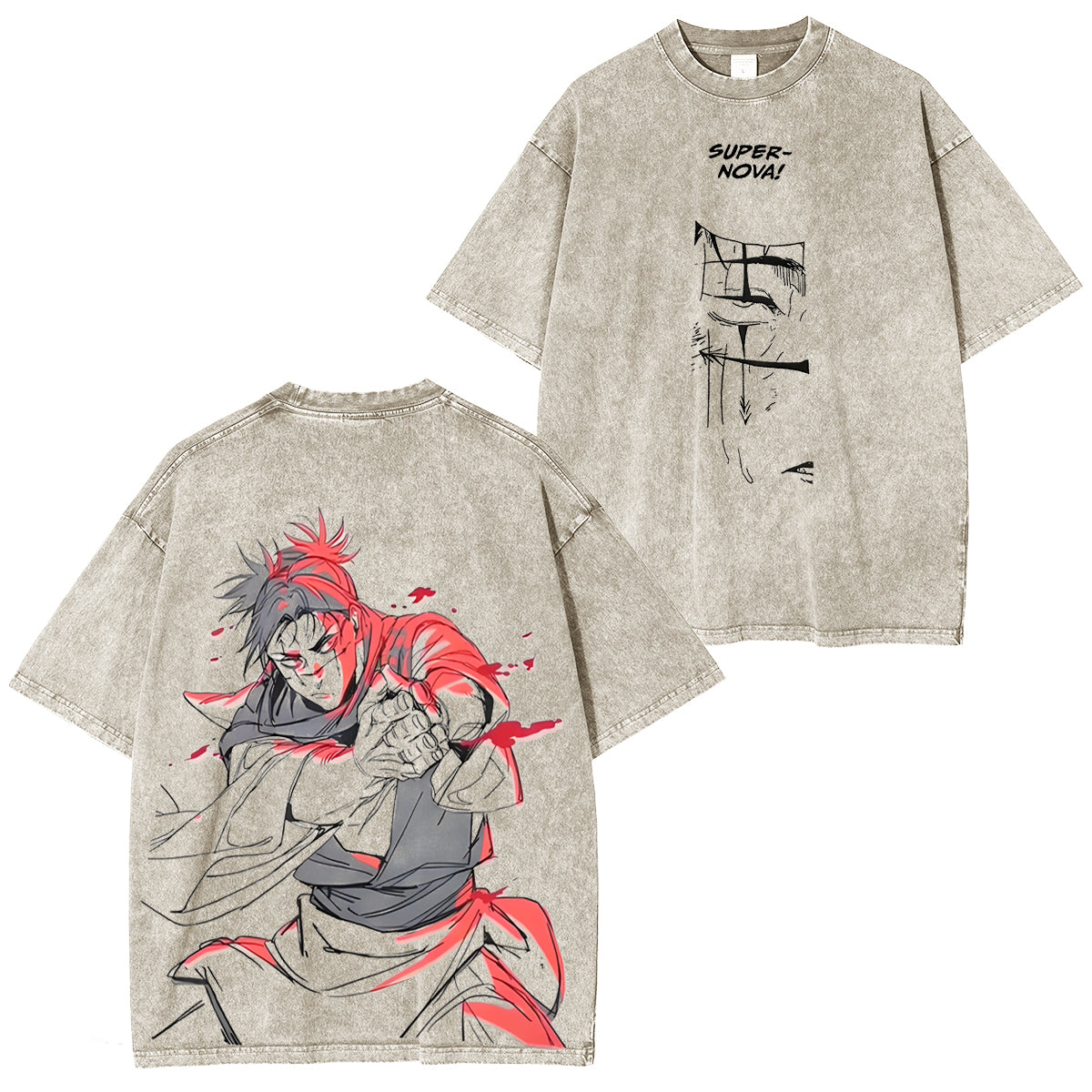 T-shirt Unisexe Jujutsu Kaisen Choso - JJK Cursed Womb Imprimé Délavé Style Vintage