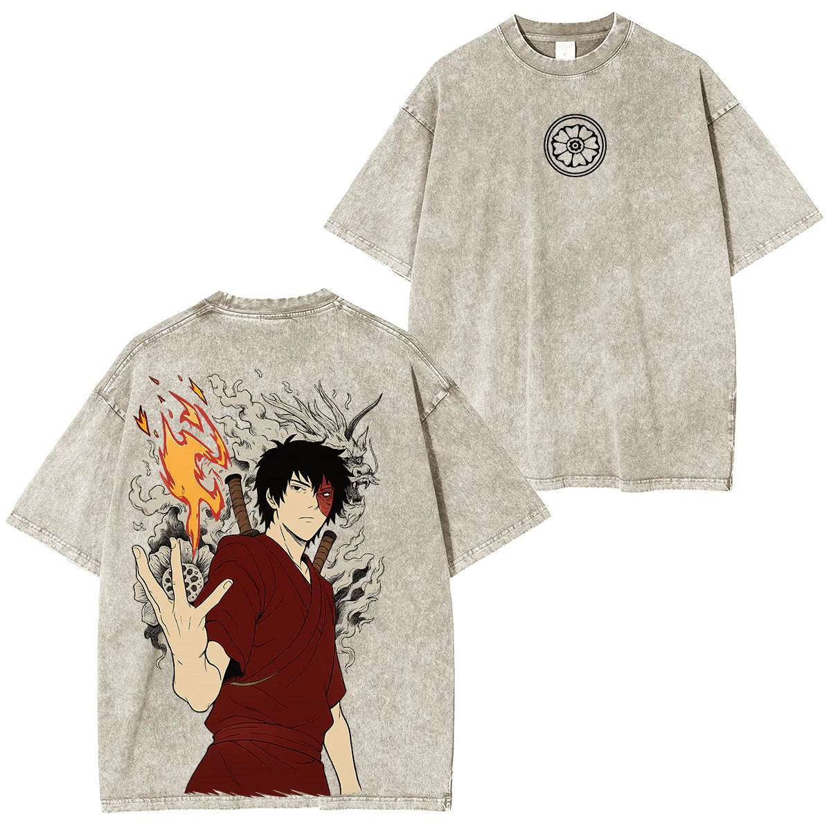 T-shirt unisexe délavé Anime Avatar le dernier maître de l'air