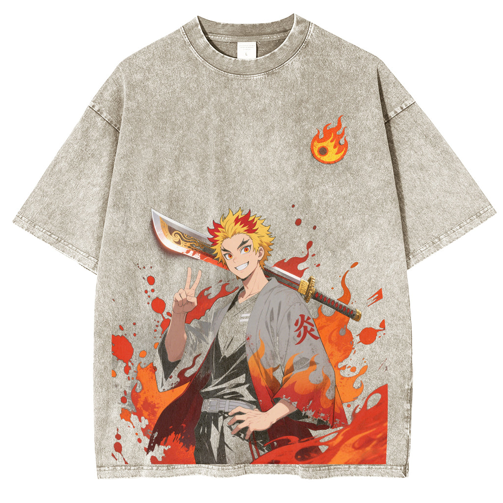 Camiseta Anime de Rengoku Kyojuro de Demon Slayer