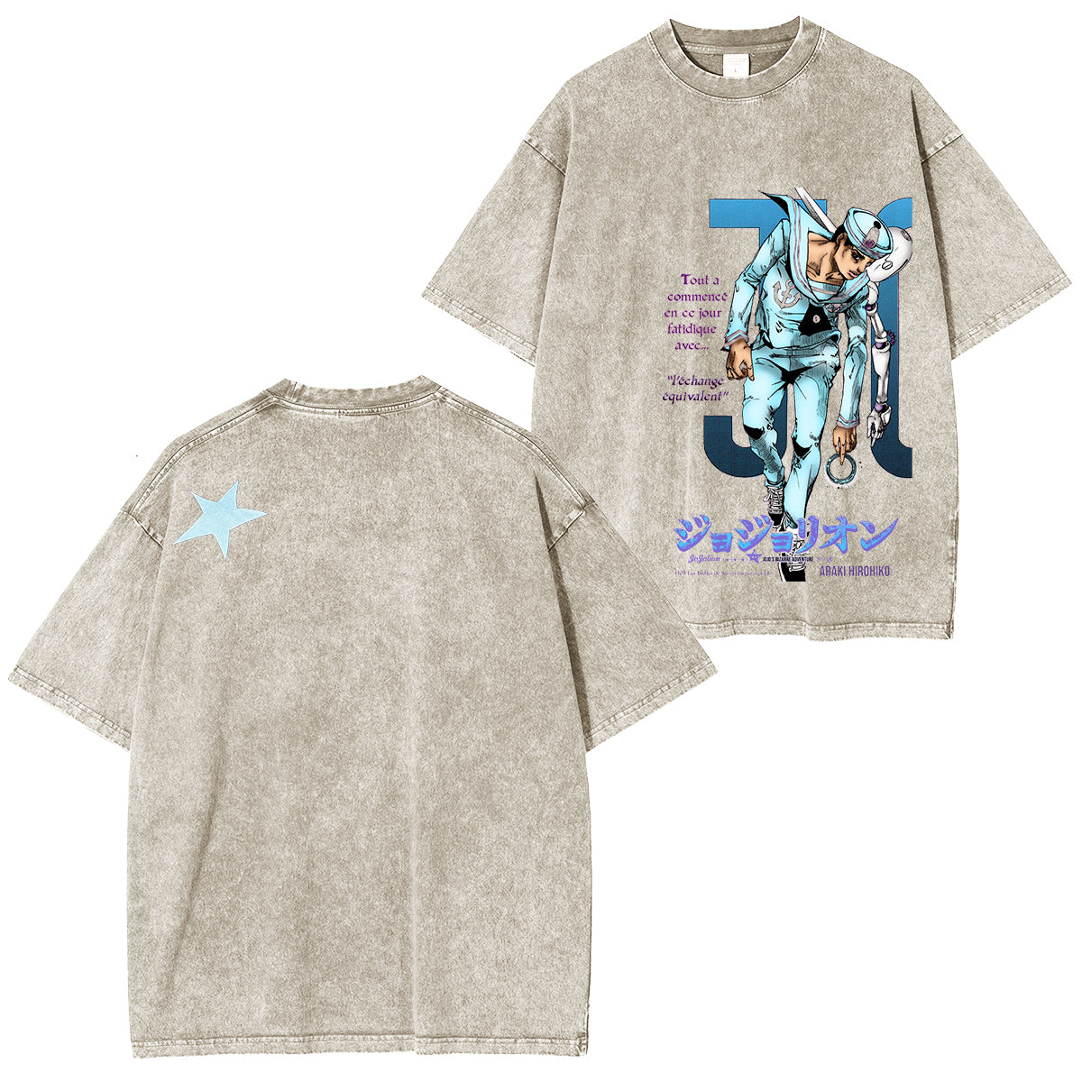 T-shirt délavé unisexe JoJo's Bizarre Adventure