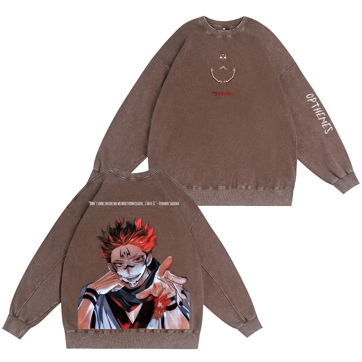 Jujutsu Kaisen : T-shirt/Sweat ras du cou/Sweat à capuche délavé vintage Ryomen Sukuna
