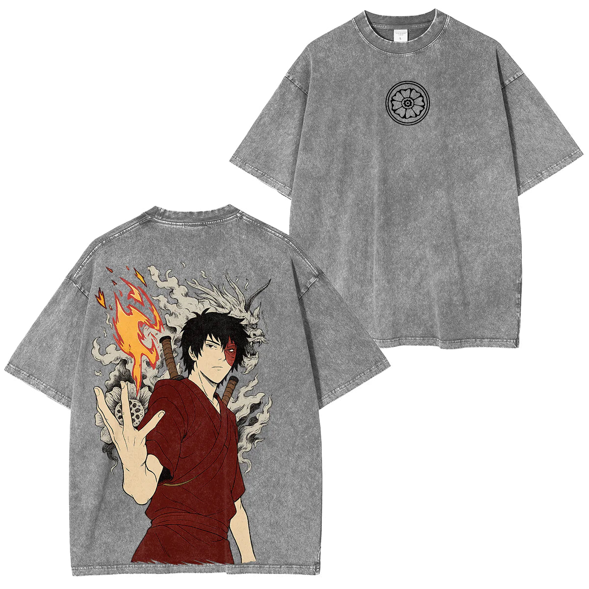 T-shirt unisexe délavé Anime Avatar le dernier maître de l'air