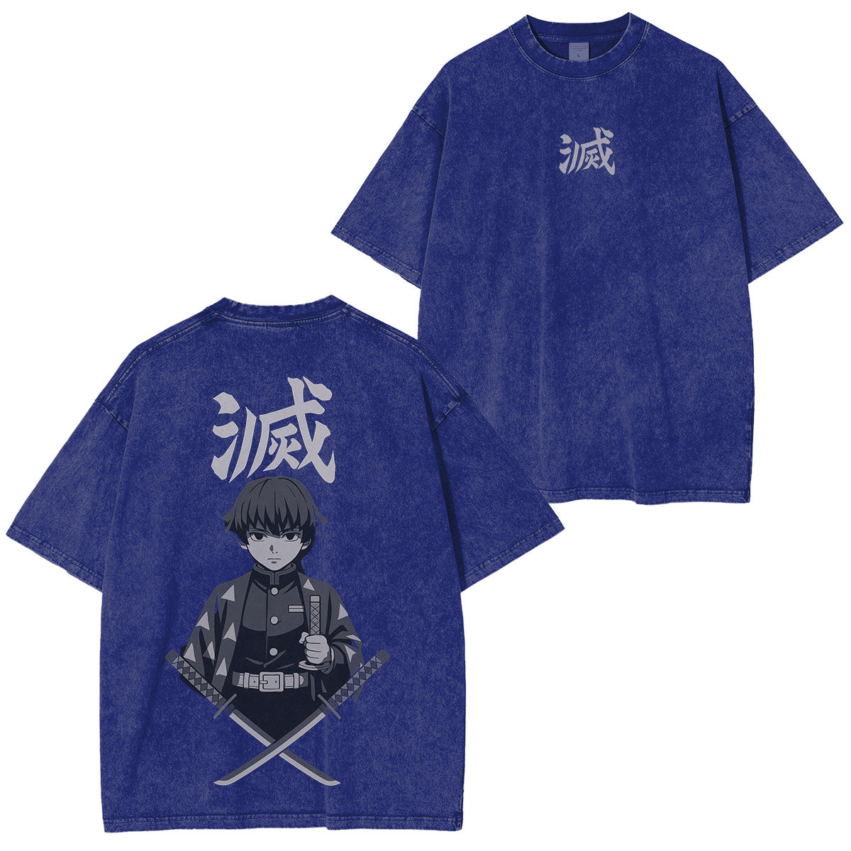 Camiseta Zenitsu Demon Slayer de ajuste unisex con efecto desgastado