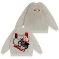 Sweat-shirt ras du cou unisexe vintage délavé Pochita Chainsaw Man Anime double imprimé