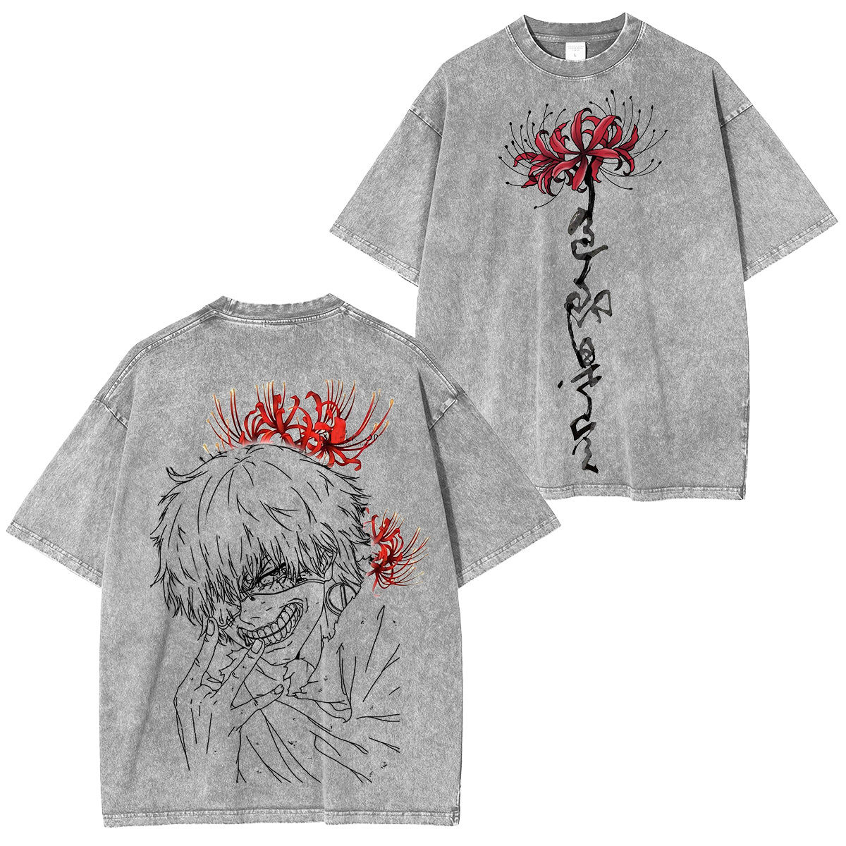 Camiseta Lavada Unisex con Diseño de Anime Tokyo Ghoul