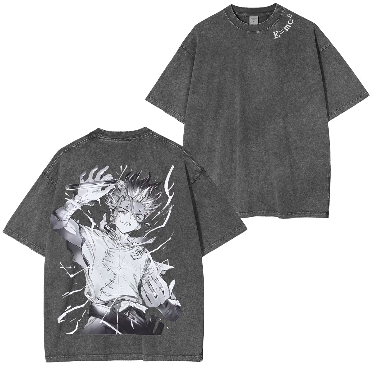 Camiseta de anime vintage lavada Senku Ishigami