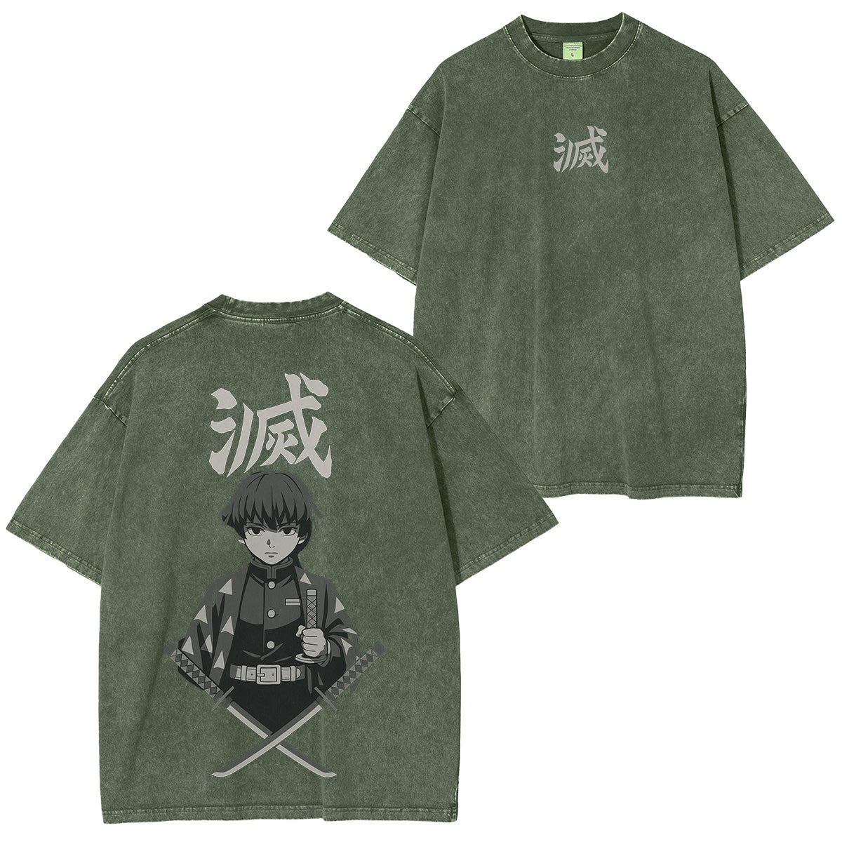 Camiseta Zenitsu Demon Slayer de ajuste unisex con efecto desgastado